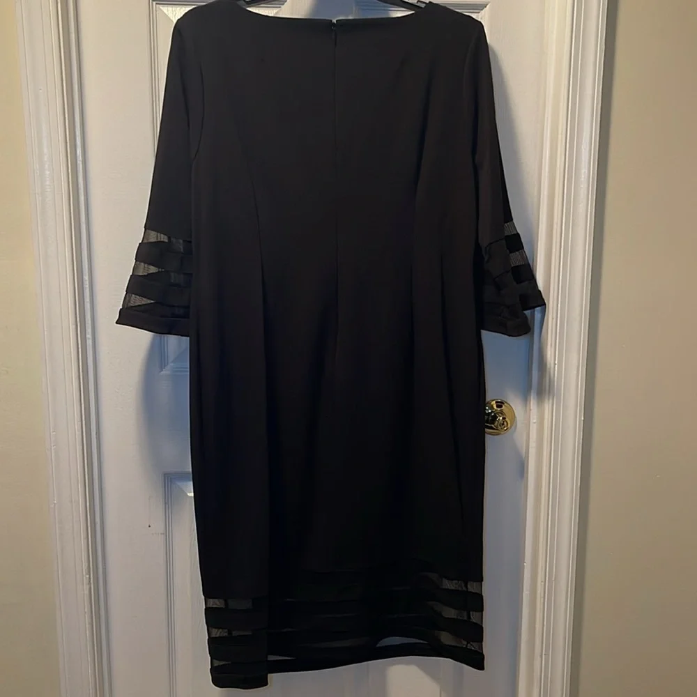 Calvin Klein plus size black 3Q illusion stripe bell sleeves sheath dress 20W - Picture 9 of 9